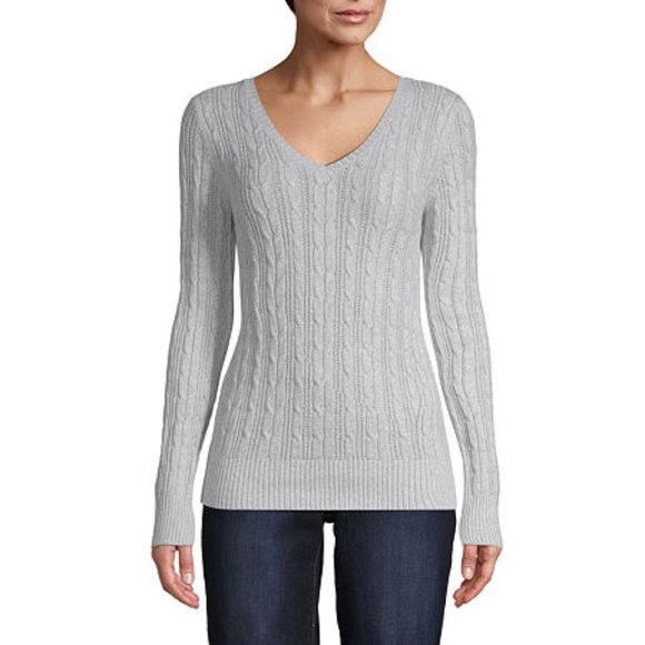 St. John's Bay Sweaters - St Johns Bay XL V Neck Cable Knit Sweater Thick